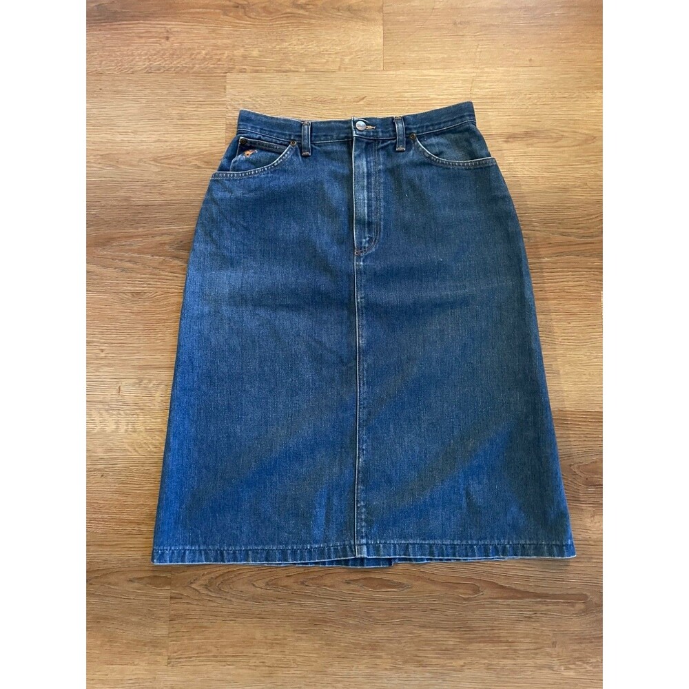Vintage Wrangler Denim Midi Skirt Sz 12 in Mid Blue